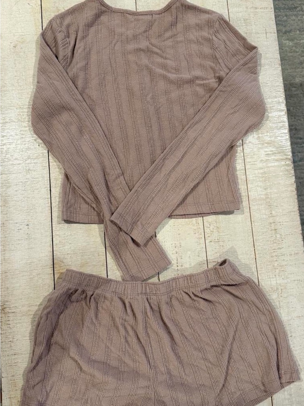 Knit Button-Front Lounge Set in Mauve Taupe Medium - Picture 3 of 3
